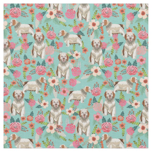 Tissu Chien à la menthe florale de l'Espagne (Fermer)