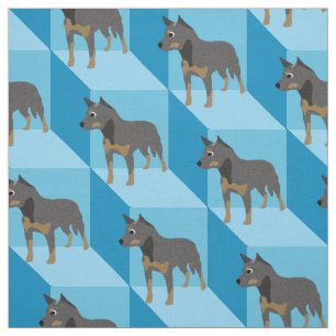 Tissu Chien australien de bétail sur les cubes bleus