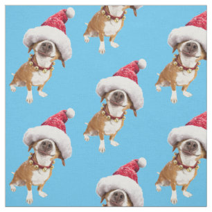 Tissu Chien avec un grand chapeau de Père Noël