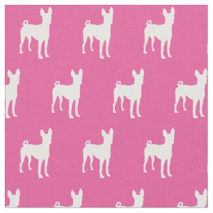 Tissu Chien Basenji Silhouette Animal rose