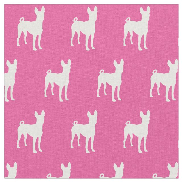 Tissu Chien Basenji Silhouette Animal rose (Fermer)