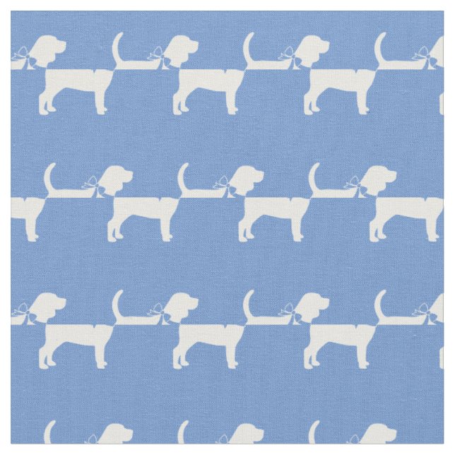 Tissu Chien beagle Silhouette Animal bleu clair (Fermer)