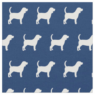 Tissu Chien beagle Silhouette Animal Marine Bleu