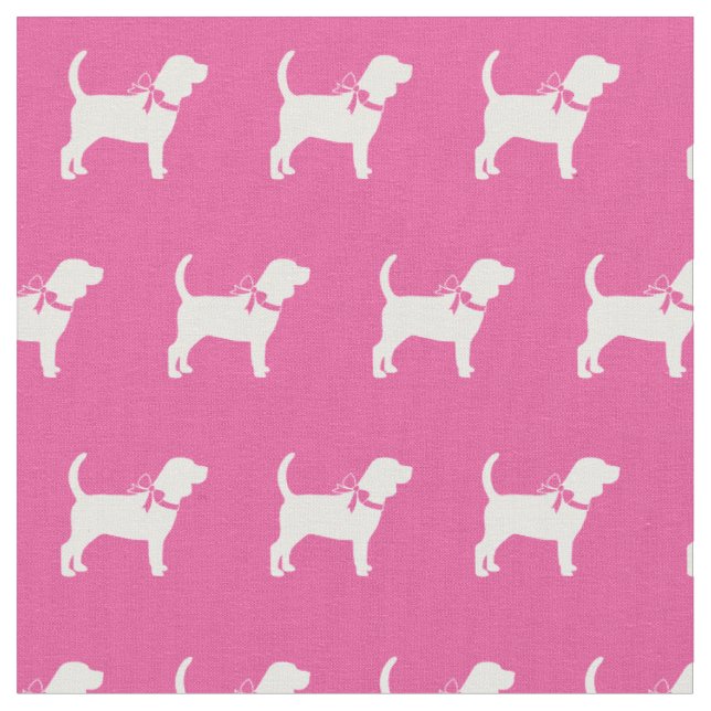 Tissu Chien beagle Silhouette Animal rose (Fermer)