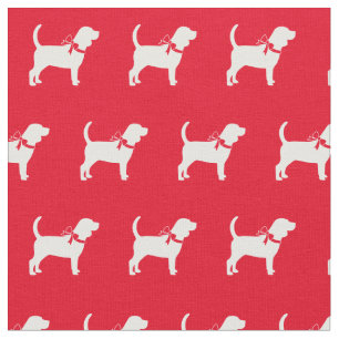 Tissu Chien beagle Silhouette Animal Rouge