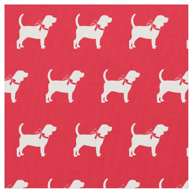 Tissu Chien beagle Silhouette Animal Rouge (Fermer)