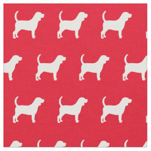 Tissu Chien beagle Silhouette Animal Rouge