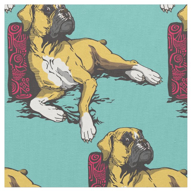Tissu chien boxeur (Fermer)