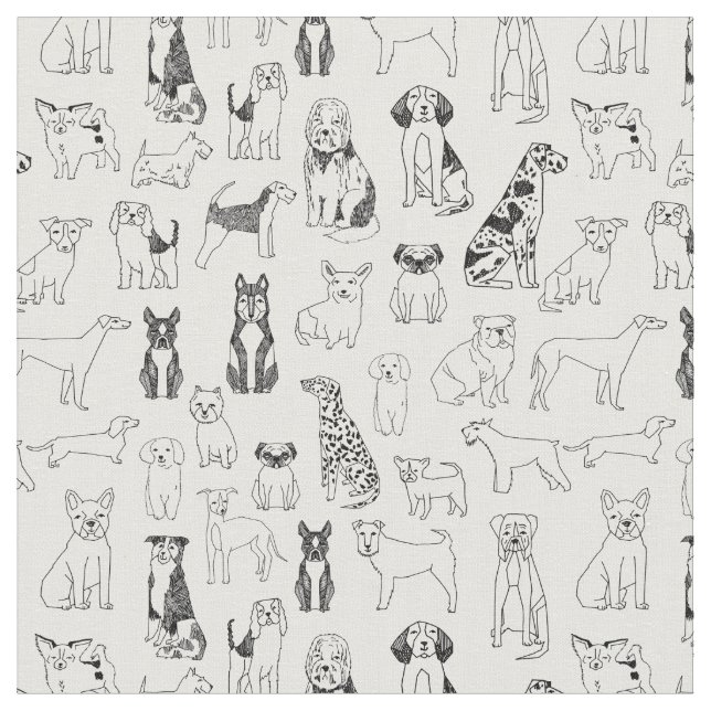 Tissu Chien - Chien noir et blanc, conception de chiens, (Fermer)