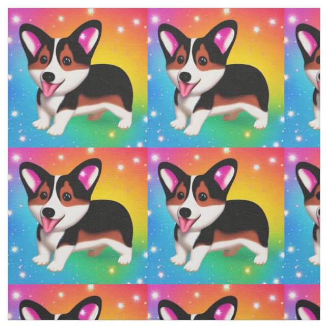 Tissu Chien chiot de Corgi drôle (Échantillon)