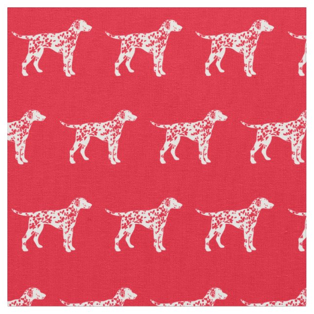 Tissu Chien dalmate Silhouette Animal Rouge (Fermer)