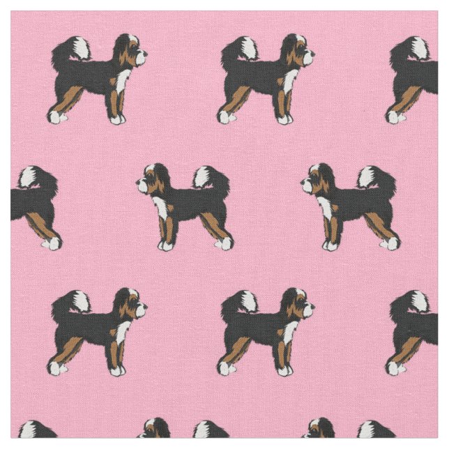 Tissu Chien de Bernedoodle rose (Fermer)