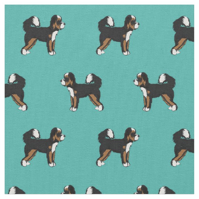 Tissu Chien de Bernedoodle turquoise (Fermer)