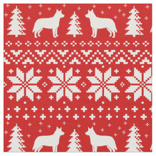 Tissu Chien de bétail australien SIlhouettes Heeler Noël