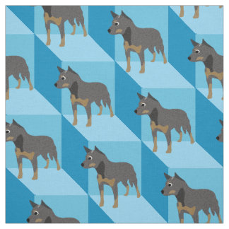 Tissu Chien de bétail australien sur des cubes bleus