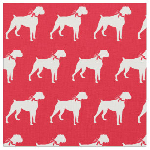 Tissu Chien de boxe Silhouette Animal Rouge