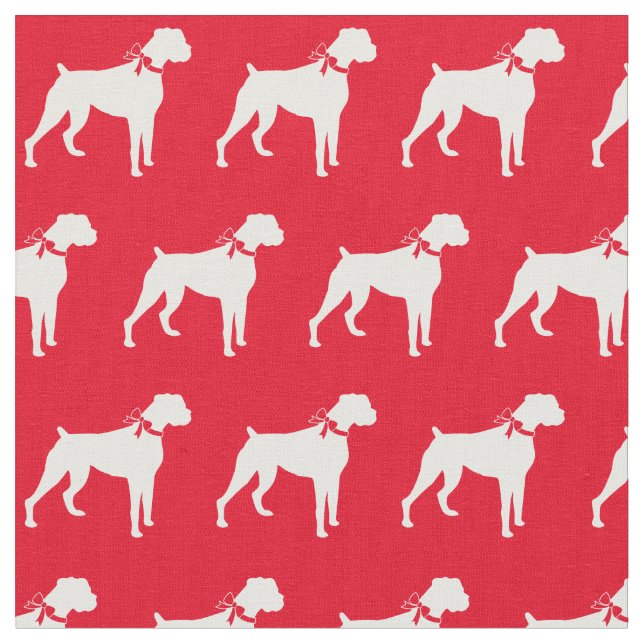 Tissu Chien de boxe Silhouette Animal Rouge (Fermer)