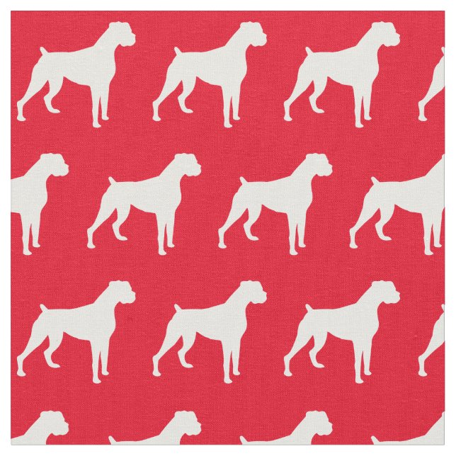 Tissu Chien de boxe Silhouette Animal Rouge (Fermer)