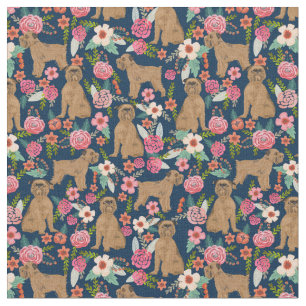 Tissu Chien de Bruxelles Griffon vintage floral noir