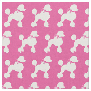 Tissu Chien de caniche français Silhouette Pet rose