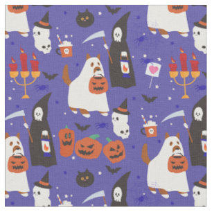 Tissu chien de chiot de l'halloween mignon faucheuse