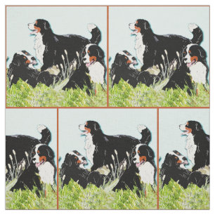 Tissu Chien de montagne bernois dans l'herbe