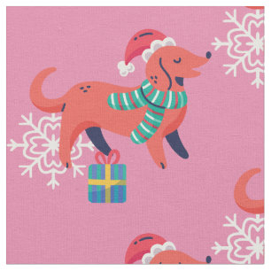 Tissu chien de Noël moche père Noël xmas flocon de neige
