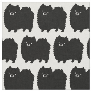 Tissu Chien de Poméranie noir mou Motif