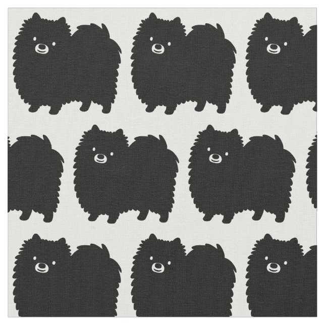 Tissu Chien de Poméranie noir mou Motif (Fermer)