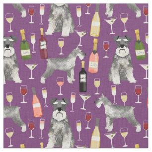 Tissu Chien de Schnauzer et vin pourpre