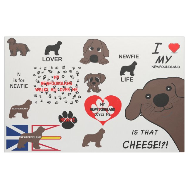 Tissu Chien de Terre-Neuve Brun Est-ce ce fromage (Yard)