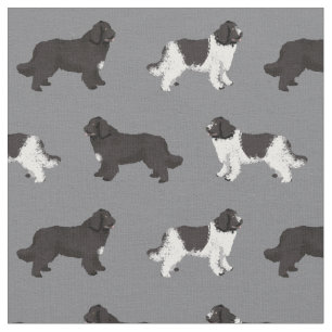 Tissu chien de terre-neuve gris