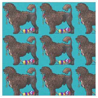 Tissu Chien d'eau portugais de lion Brown avec le repère