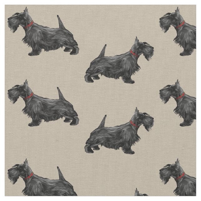 Tissu Chien écossais avec collier tatan (Fermer)