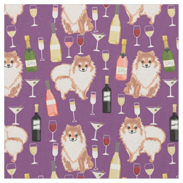 Tissu Chien et vin pourpre de Poméranie (Fermer)