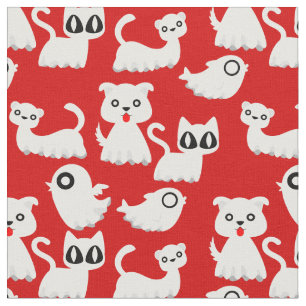 Tissu chien fantôme d'halloween rouge