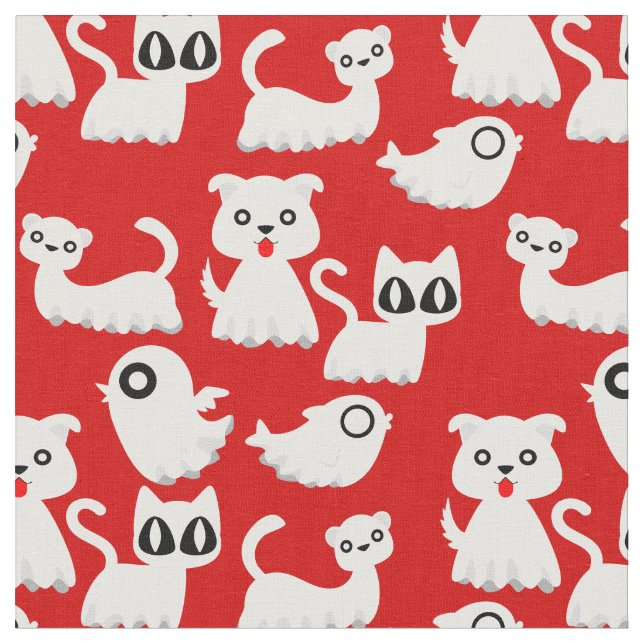 Tissu chien fantôme d'halloween rouge (Fermer)