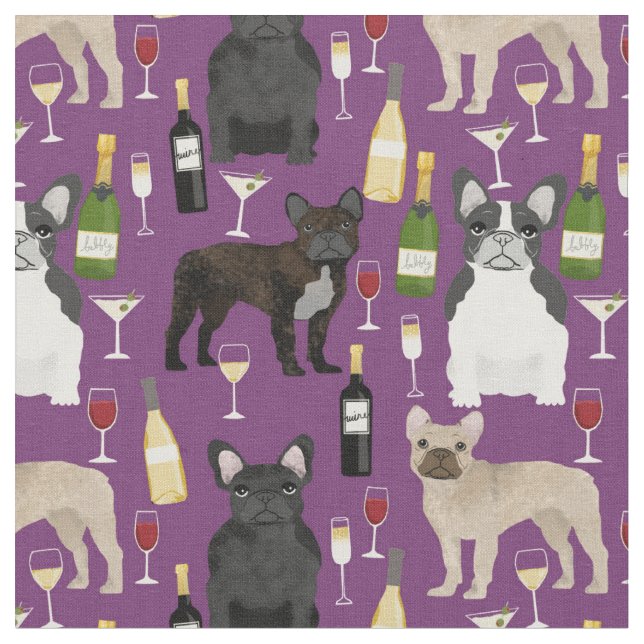 Tissu Chien français et vin violet (Fermer)