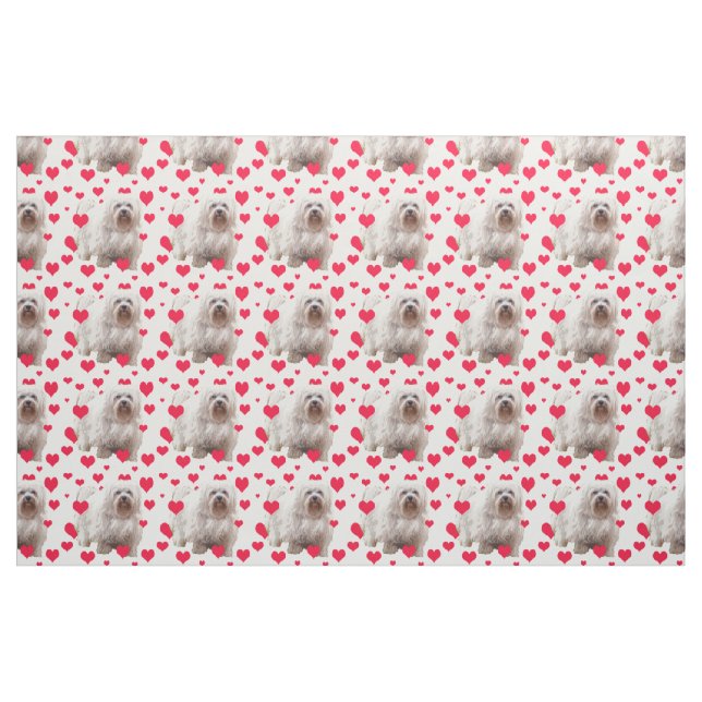 Tissu Chien Havanais aux coeurs (Fat Quarter)