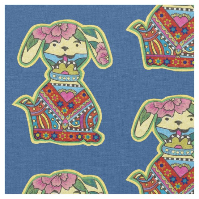 Tissu Chien Heureux (Fermer)
