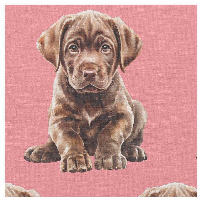 Tissu Chien Labrador Retriever au Chocolat (Fermer)