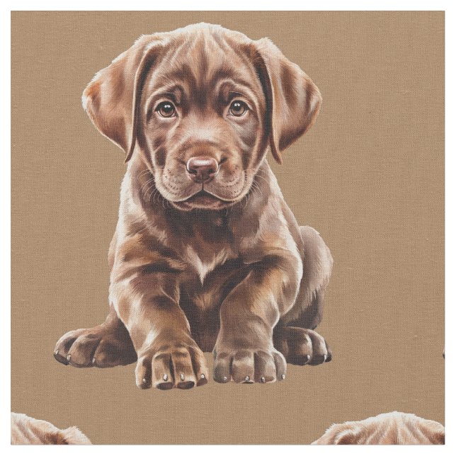 Tissu Chien Labrador Retriever au Chocolat (Fermer)