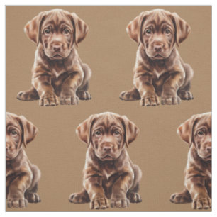 Tissu Chien Labrador Retriever au Chocolat