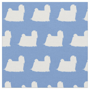 Tissu Chien maltais Silhouette Animal bleu clair