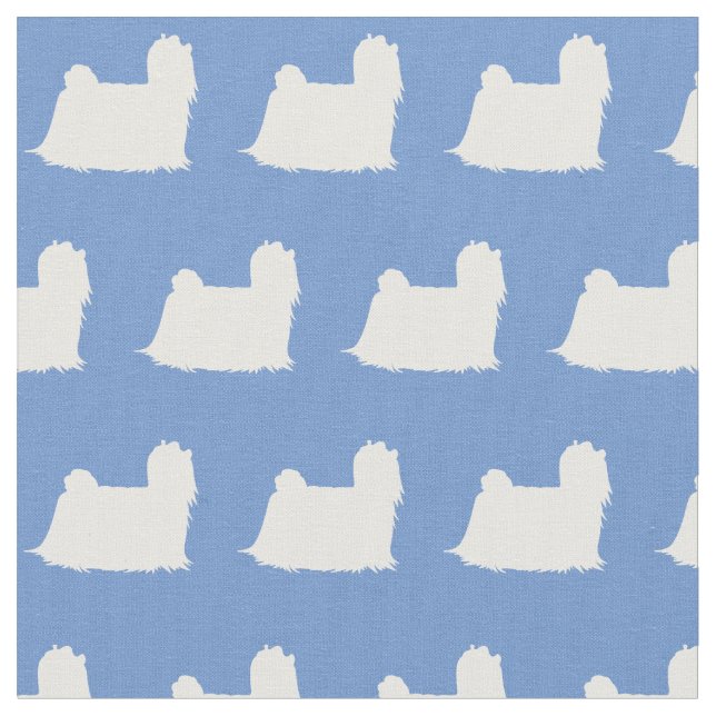 Tissu Chien maltais Silhouette Animal bleu clair (Fermer)