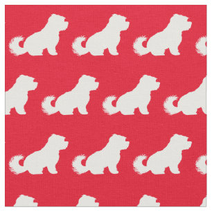 Tissu Chien maltais Silhouette Animal Rouge