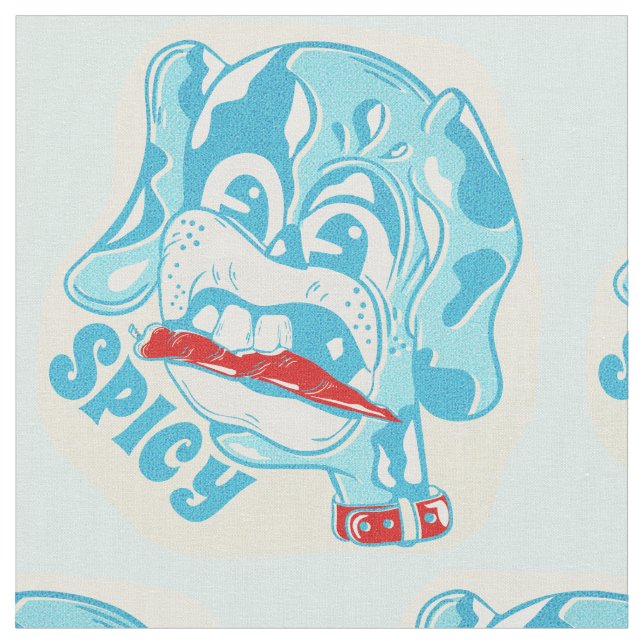 Tissu Chien mangeant du piment chaud (Fermer)