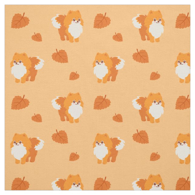 Tissu Chien mignon Kawaii Pomeranian (Échantillon)