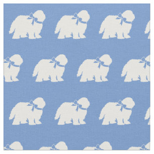 Tissu Chien mouton Silhouette Animal de compagnie Bleu c