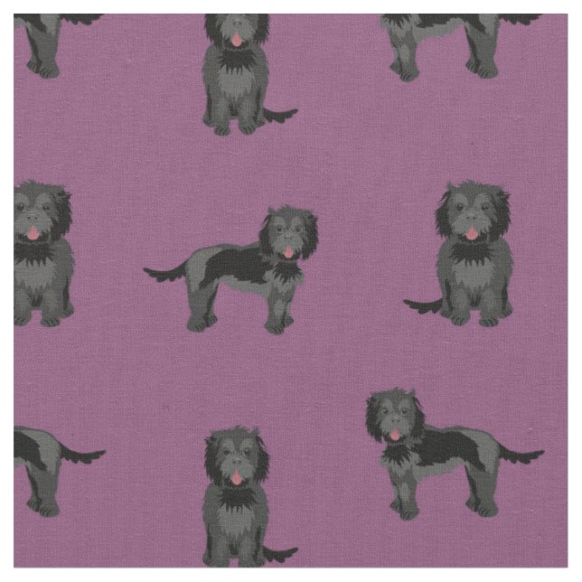 Tissu Chien noir pourpre (Fermer)